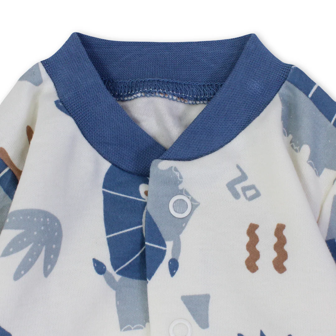 Baby Cotton Footless Onesie – Animals Print - Image 3