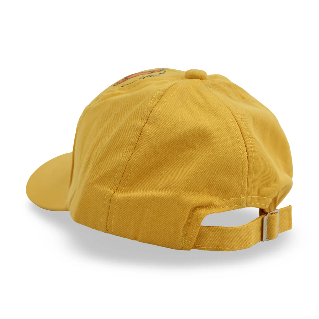 Unisex Cotton Cap – Yellow with "Happy with Cute" Design - Image 2