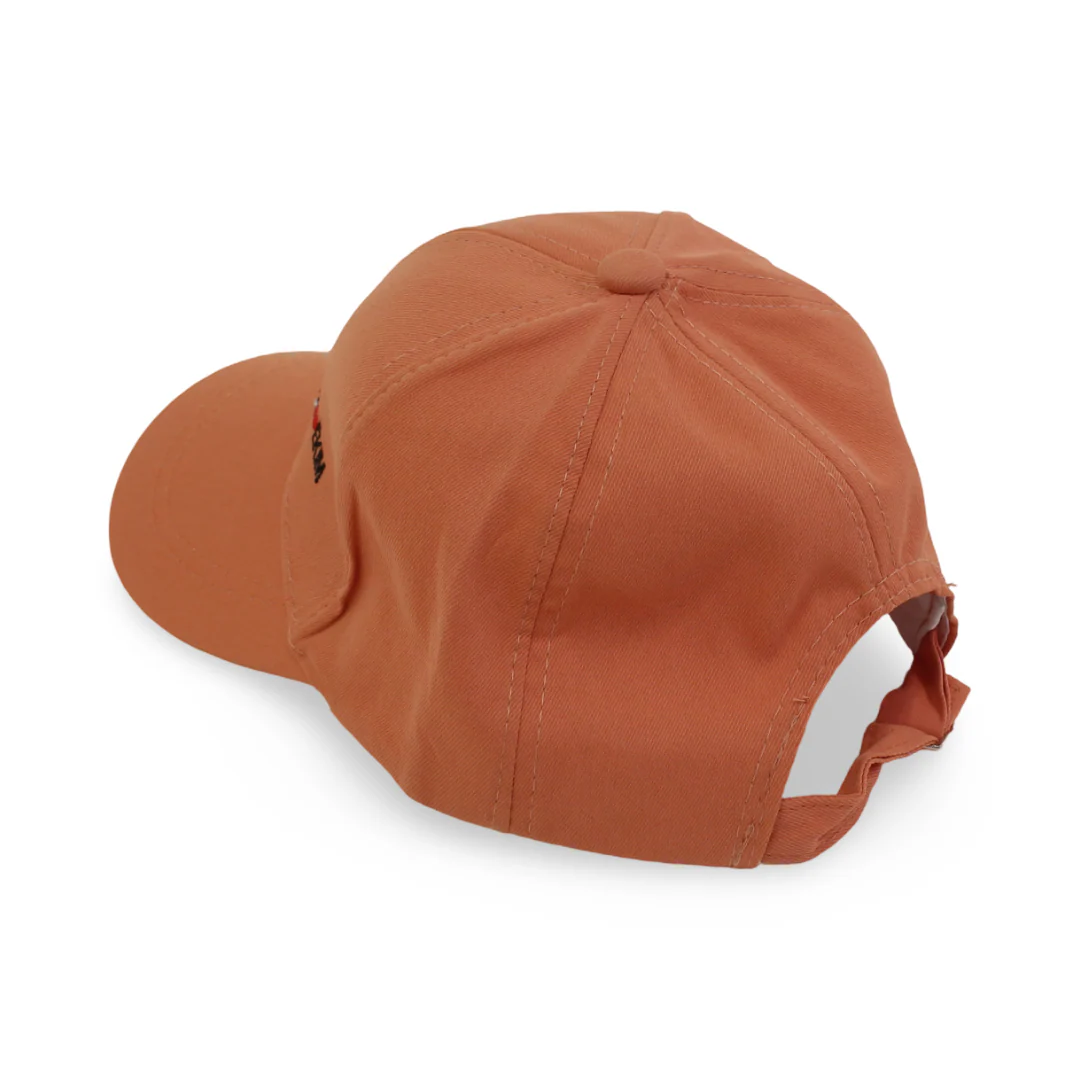 Girls Cotton Cap – Orange with Heart Design - Image 2