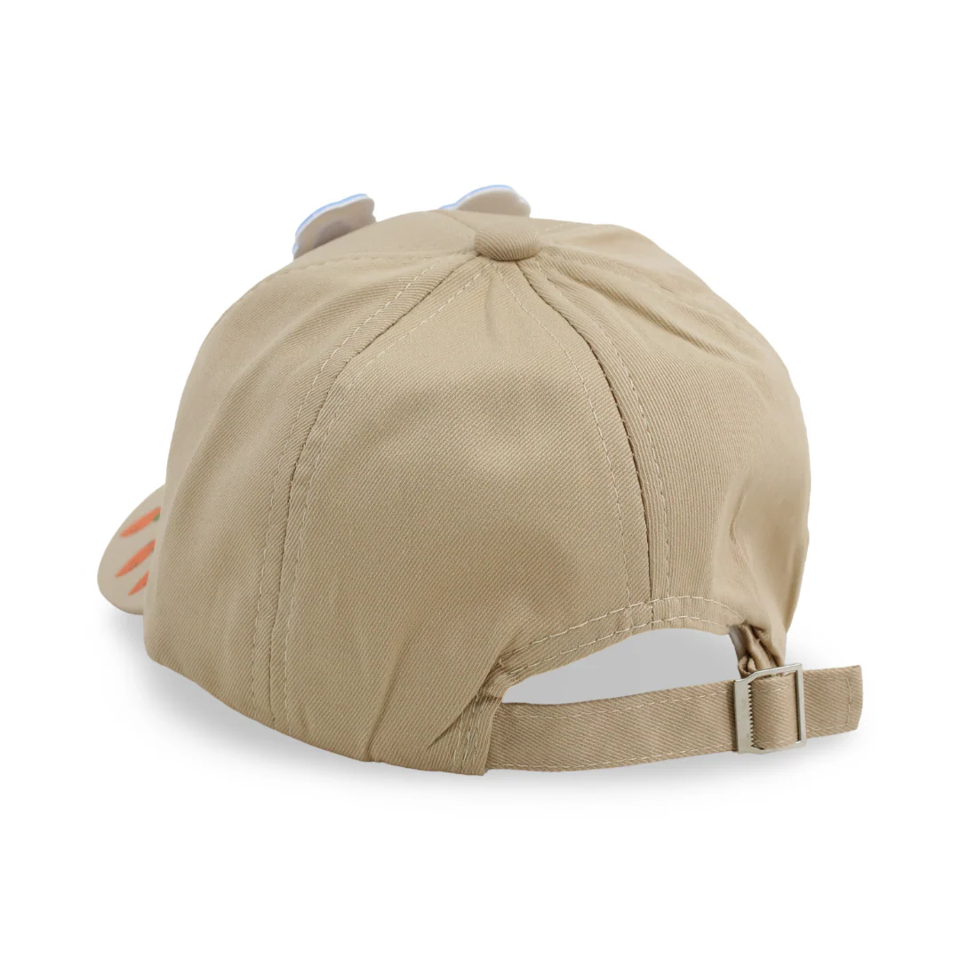 Girls Cotton Cap – Beige with Rabbit and Carrots Design - Image 2