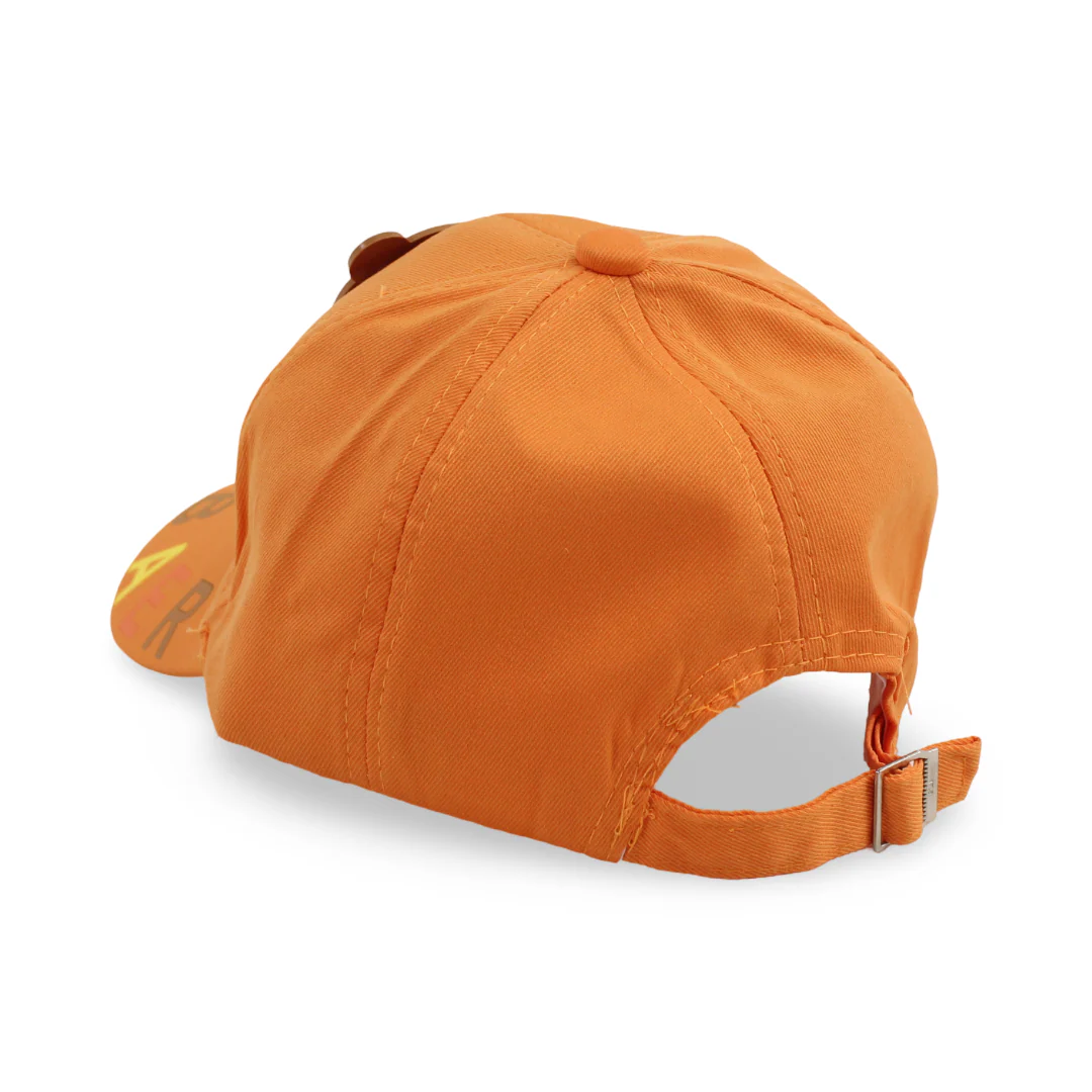 Unisex Cotton Cap – Orange with "Happy Bear" Design - Image 2