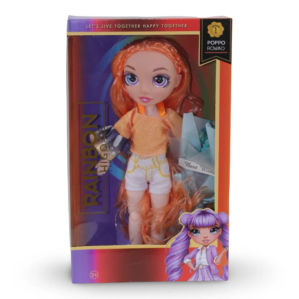Rainbow Fashion Girl Doll – Orange Hair with Outfit & Bouquet