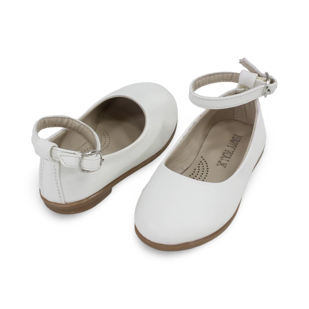 Baby Girls Leather Ballerina – Matte White - Image 2