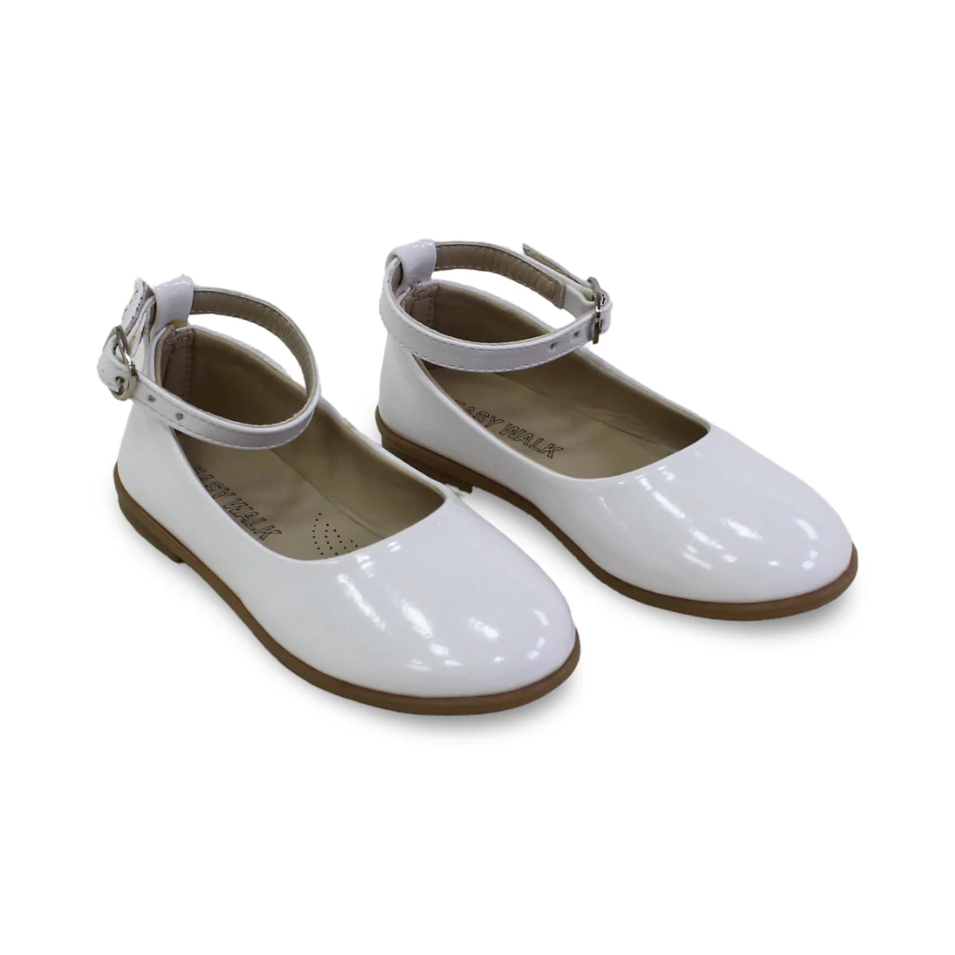 Baby Girls Leather Ballerina – White