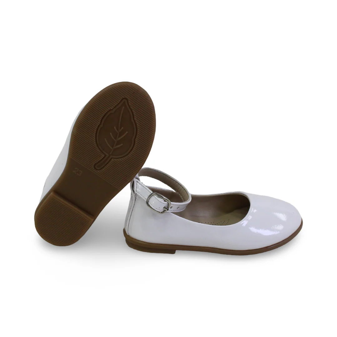 Baby Girls Leather Ballerina – White - Image 3