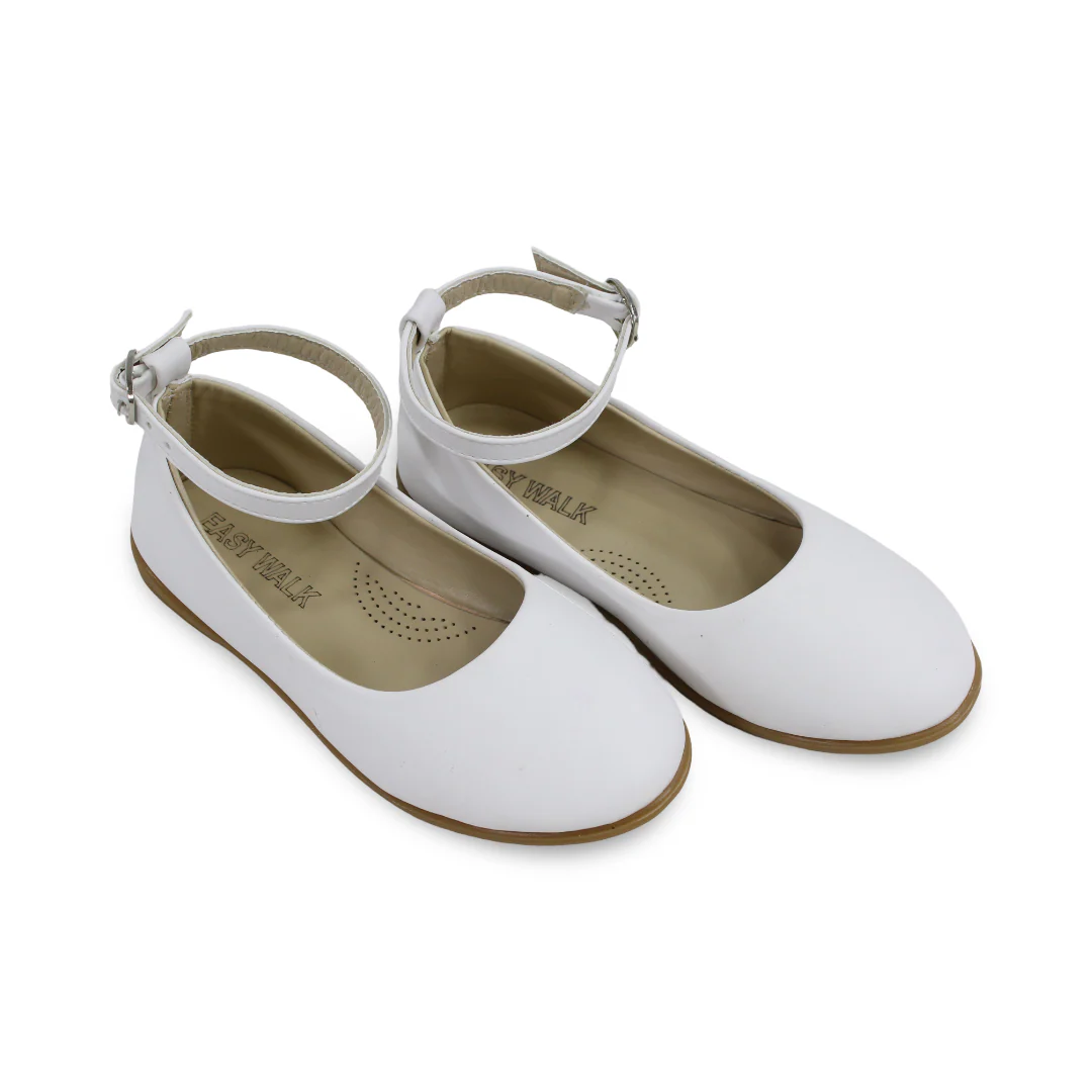 Baby Girls Leather Ballerina – White - Image 4