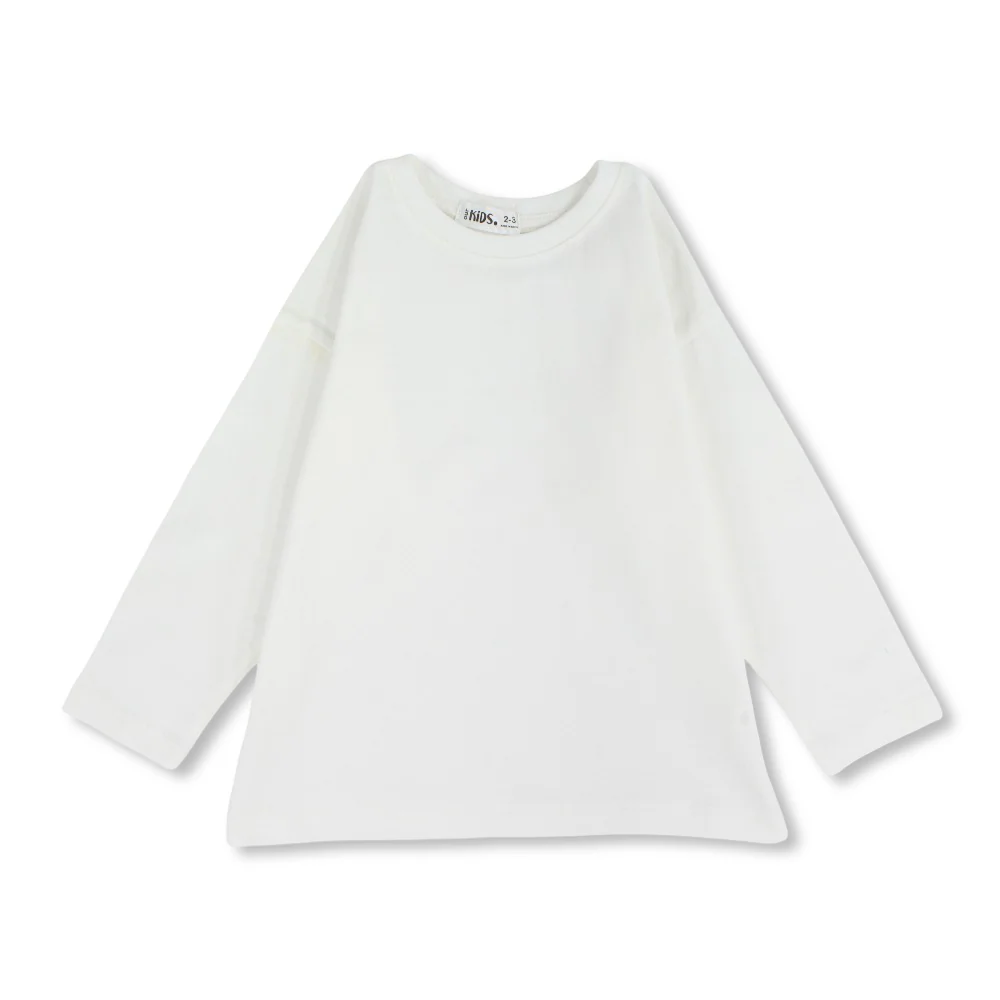 Unisex Cotton Long-Sleeved Half-CollarT-Shirt – Off-White