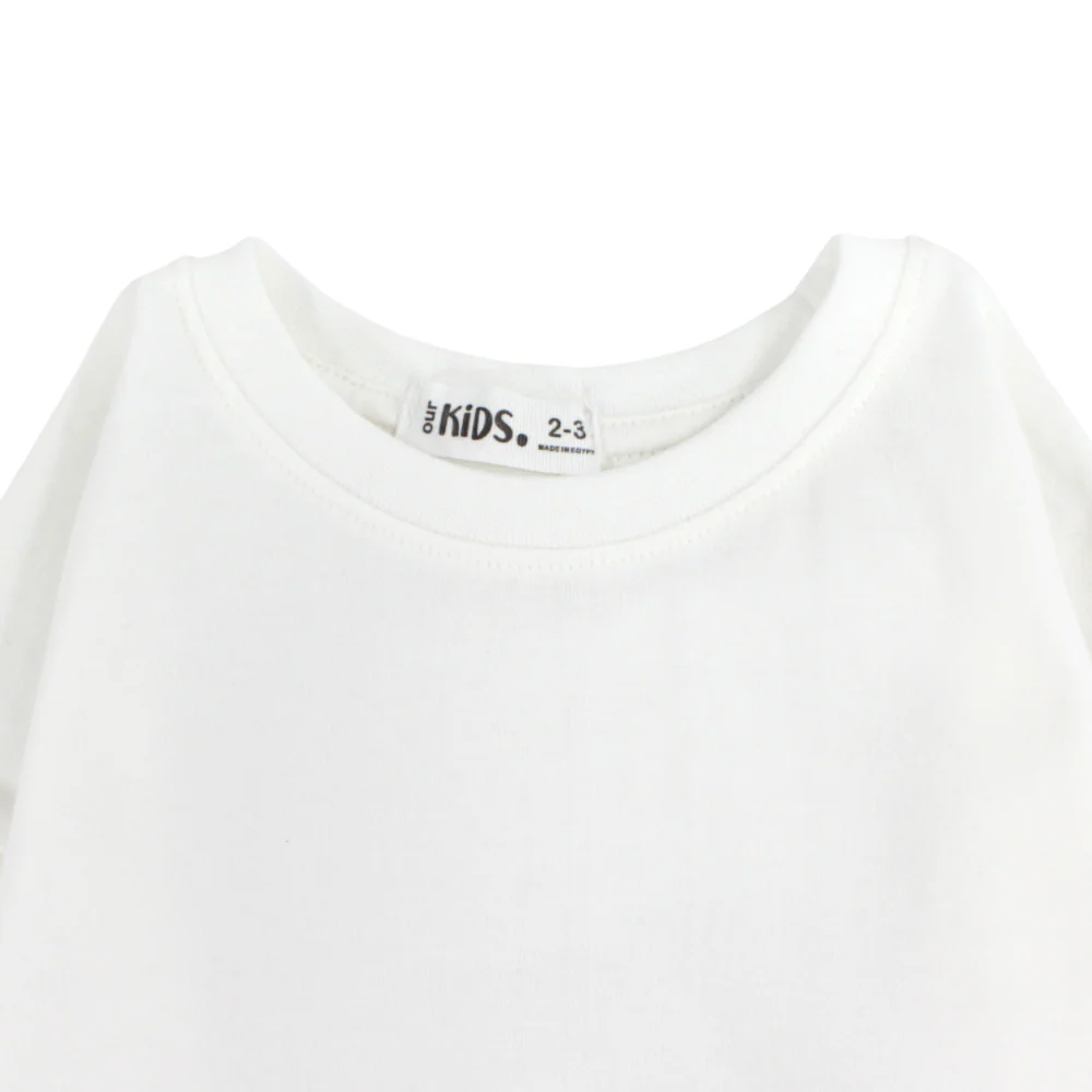 Unisex Cotton Long-Sleeved Half-CollarT-Shirt – Off-White - Image 3