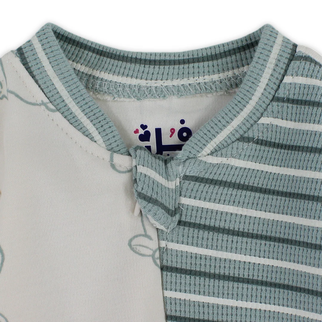 Baby Boys Cotton Baby Footie – Mint & Off-White - Image 3