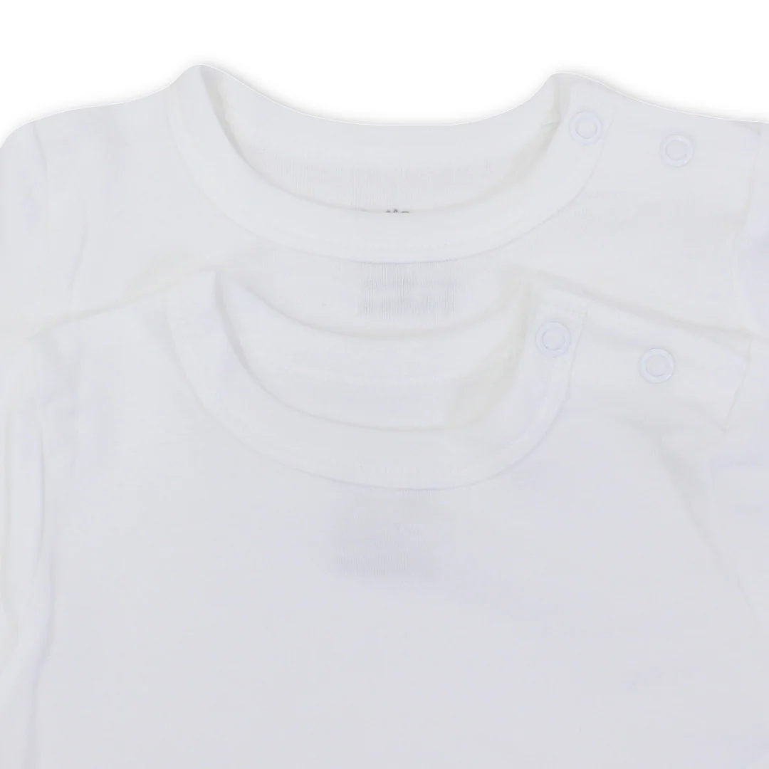 Unisex Baby Cotton Long-Sleeved Underwear Bodysuit – White Pack Of 2 - Image 3