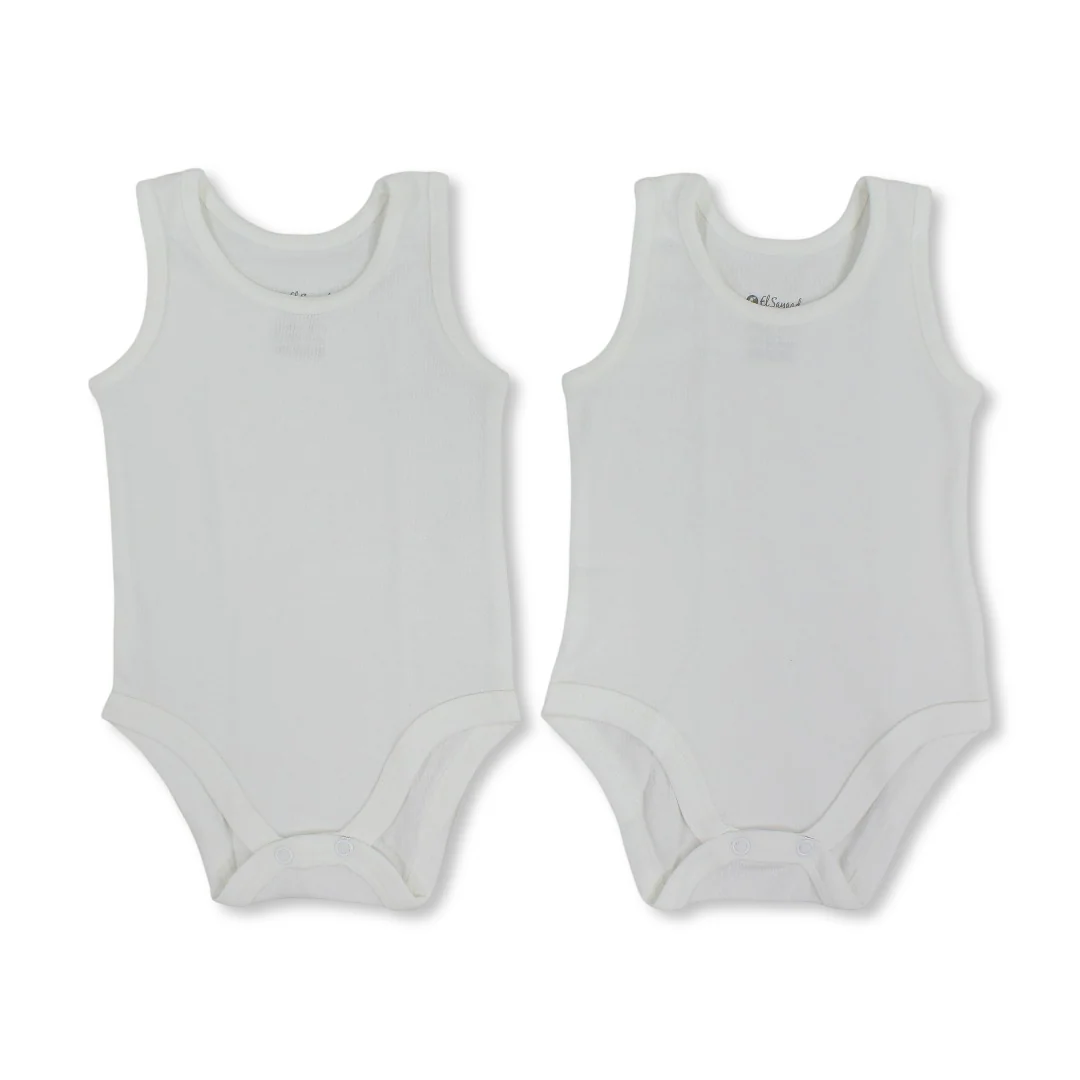 Unisex Baby Cotton Bodysuit White – Pack Of 2