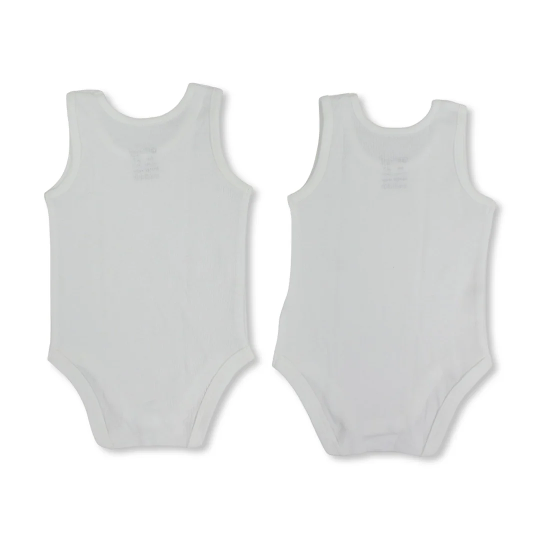 Unisex Baby Cotton Bodysuit White – Pack Of 2 - Image 2