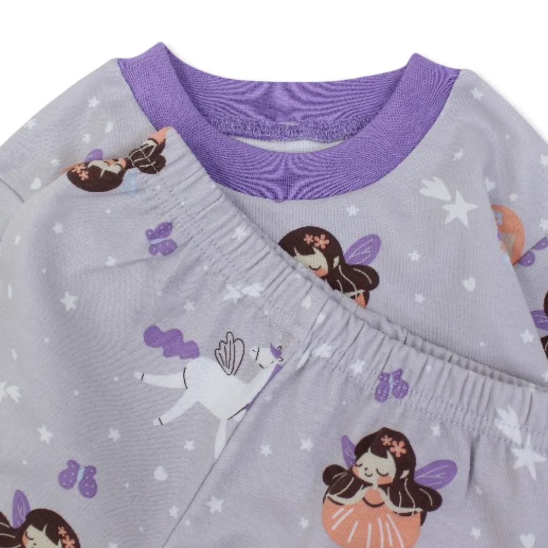 Baby Girls Cotton Pajama – Purple Butterflies Print - Image 3