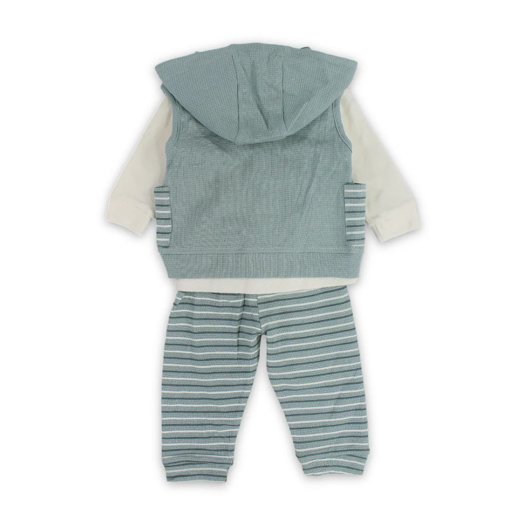 Baby Boys Cotton Pajama – Mint & Off-White (3 Pcs) - Image 2