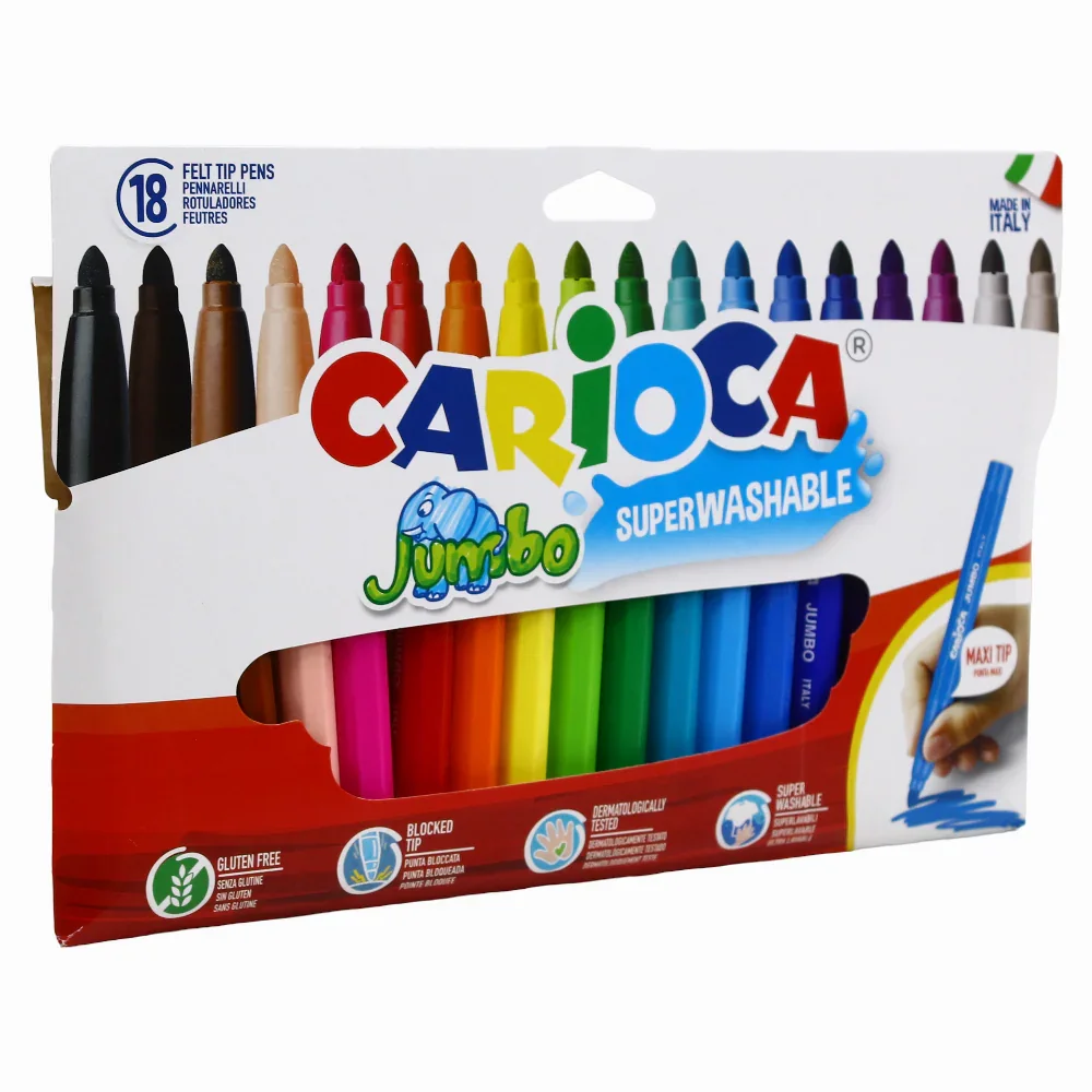 Carioca Jumbo Super Washable Pens – 18 Colors - Image 2