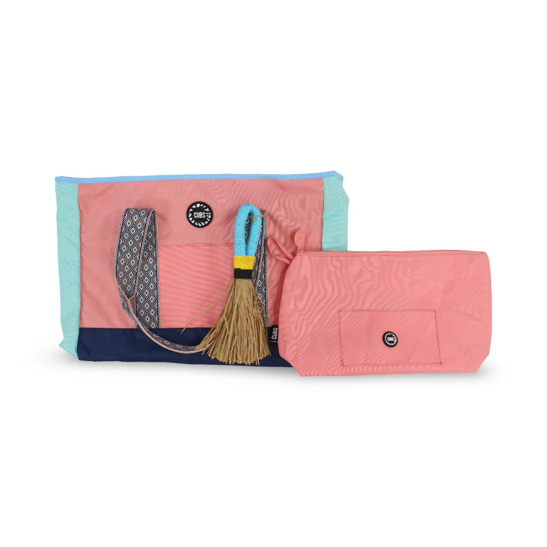 Cubs Beach Tote Set – Peach & Mint Green 19 L