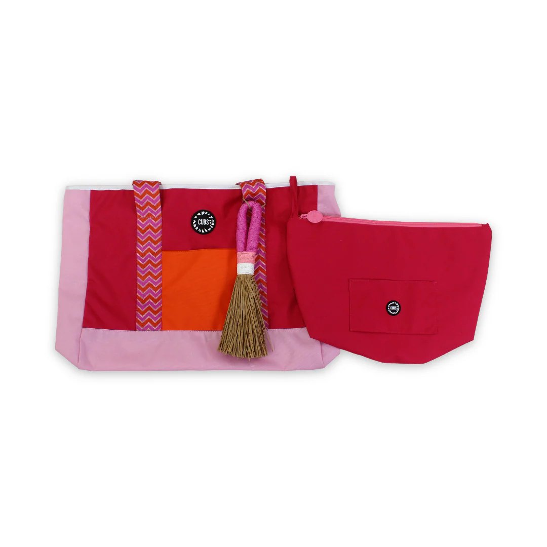 Cubs Beach Tote Set – Fuschia & White 19 L
