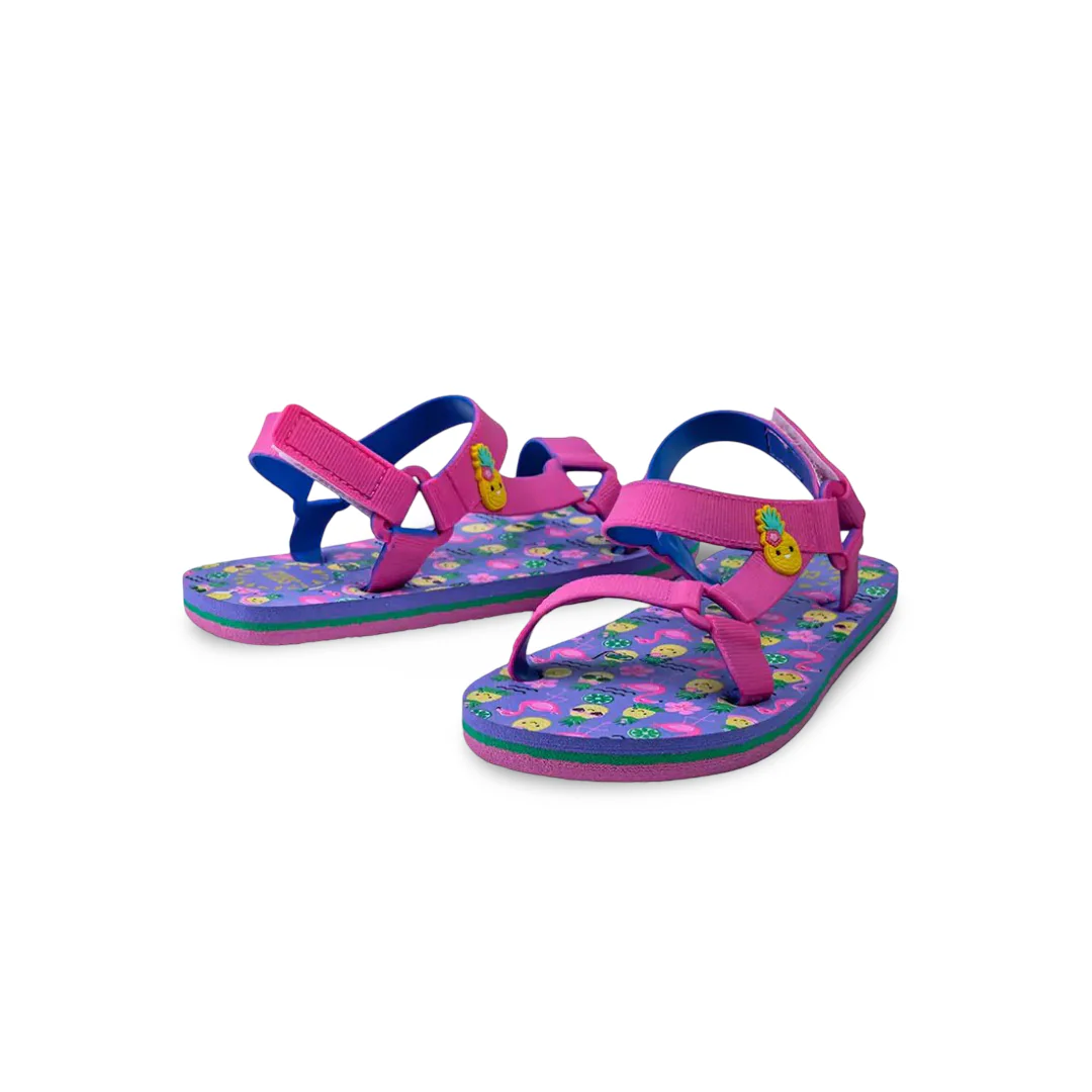 Girls Rubber Sandal – Pink with Smiling Pineapple - Image 2