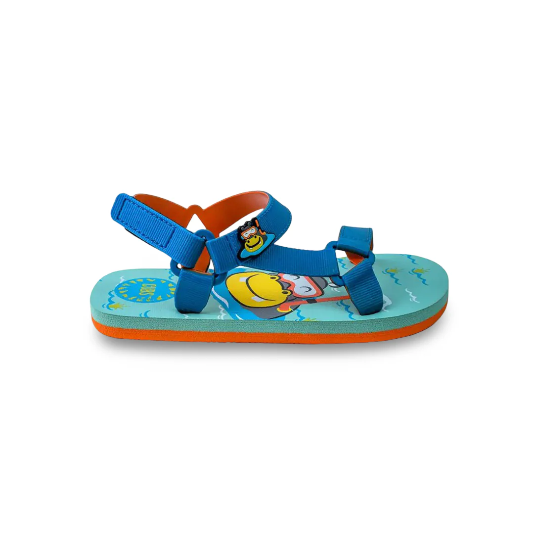 Boys Rubber Sandal – Blue with Hippo Print - Image 2