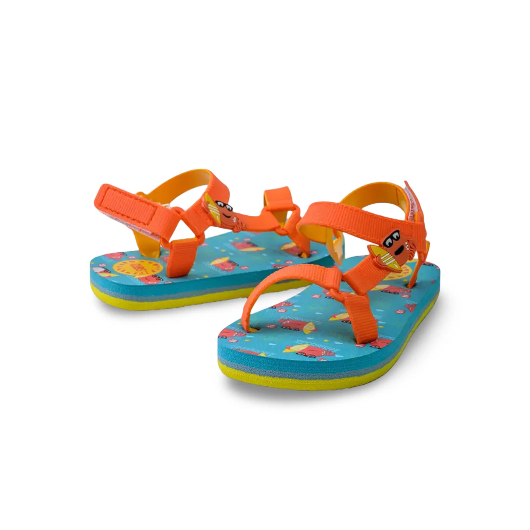 Baby Boys Rubber Sandal – Orange with Crab Print - Image 2