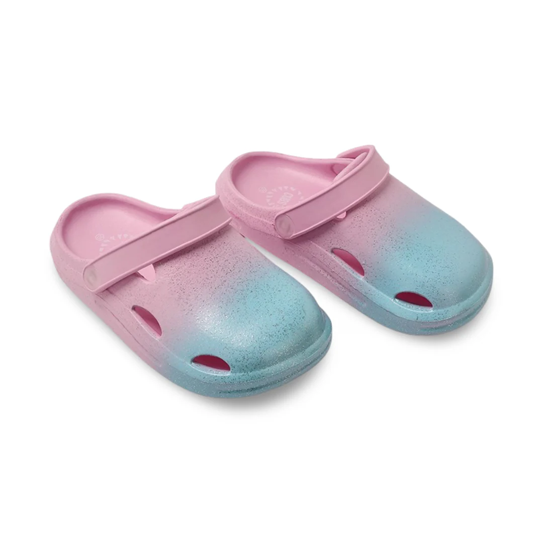Girls Rubber Crocs – Glitter Pink & Blue