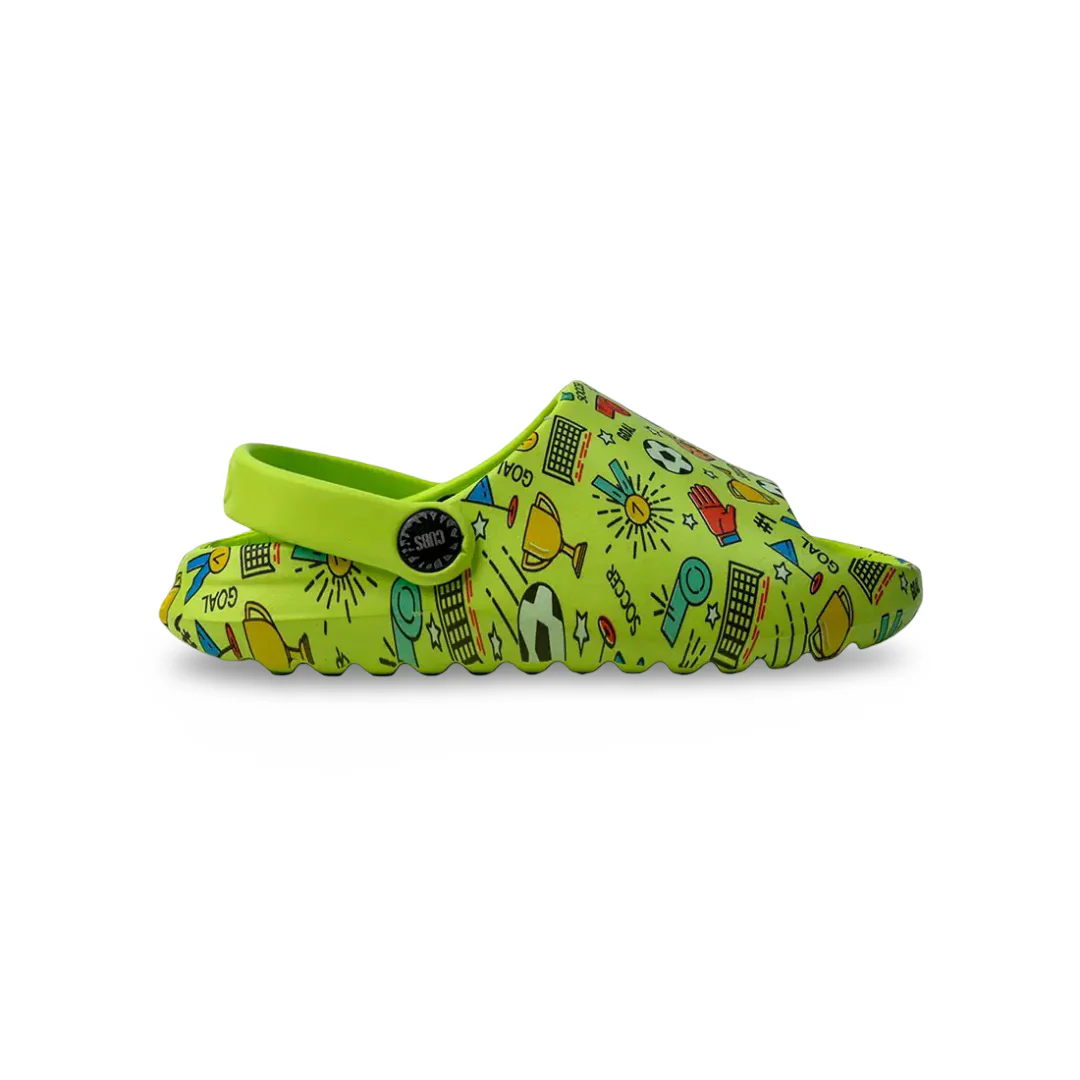 Boys Rubber Sandals – Green with Sports Print - Image 4