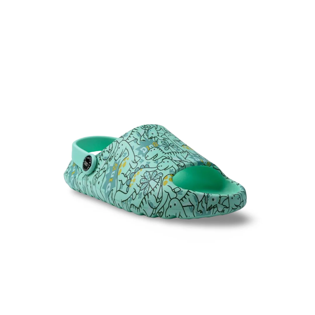 Unisex Rubber Sandals – Aqua with Dino Doodles - Image 3