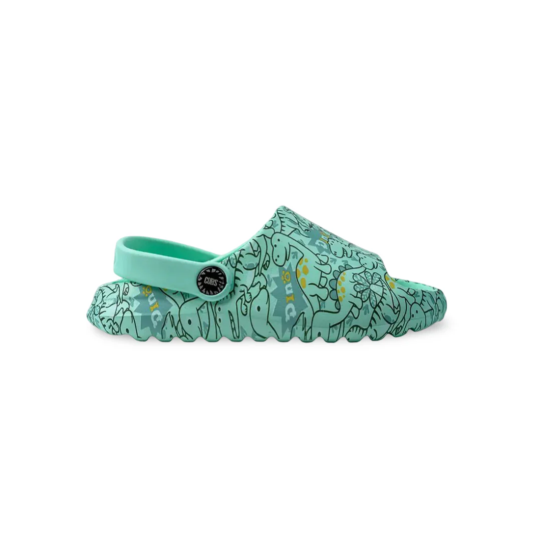 Unisex Rubber Sandals – Aqua with Dino Doodles - Image 4