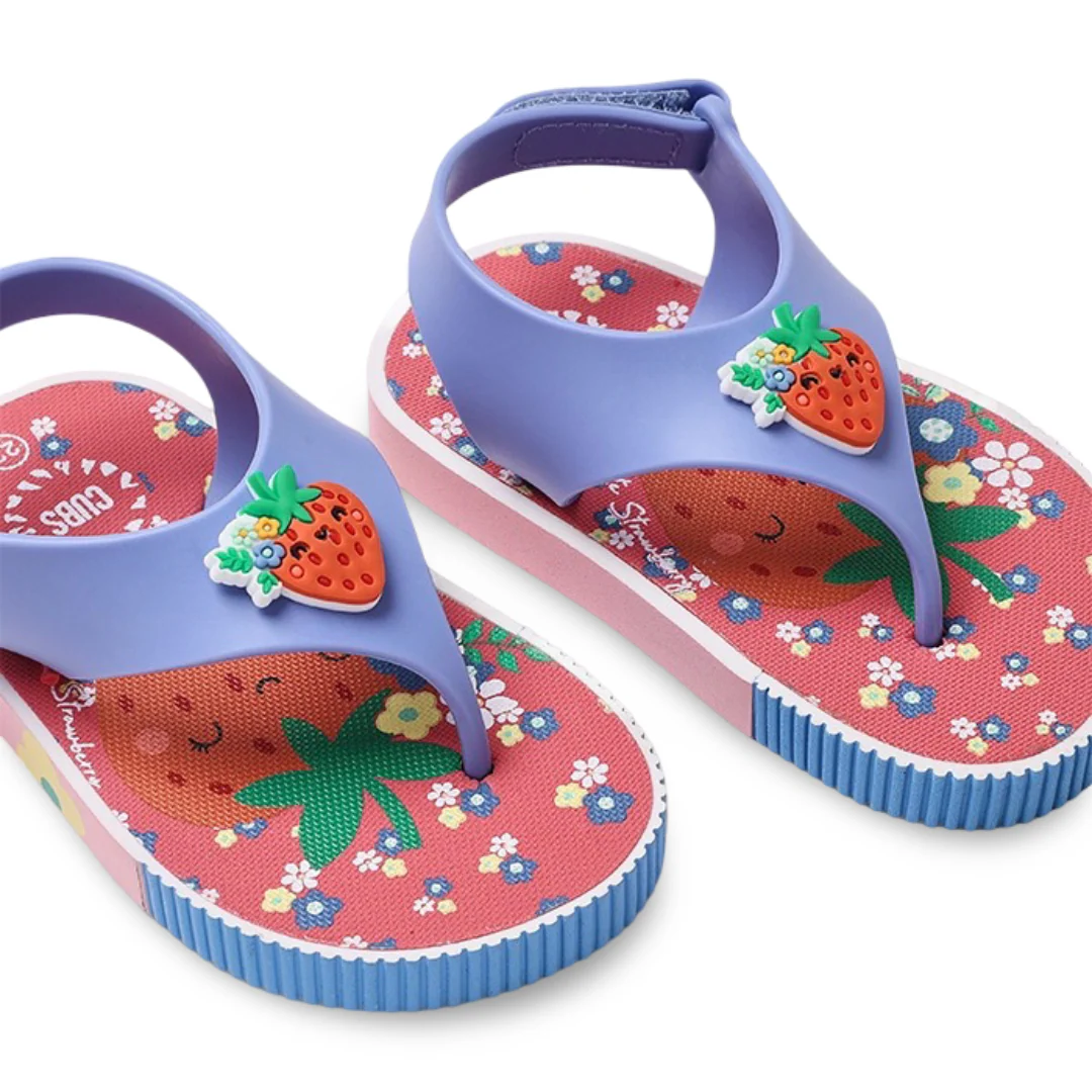 Baby Girls Rubber Sandal – Baby Blue Strawberry Flip-Flop Design - Image 4