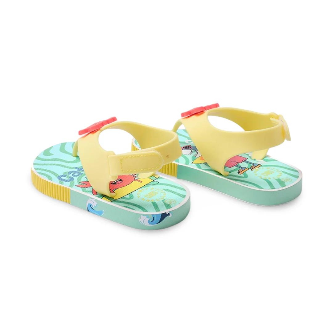 Unisex Baby Rubber Sandal – Yellow Sharks & Crabs Flip-Flop Design - Image 2