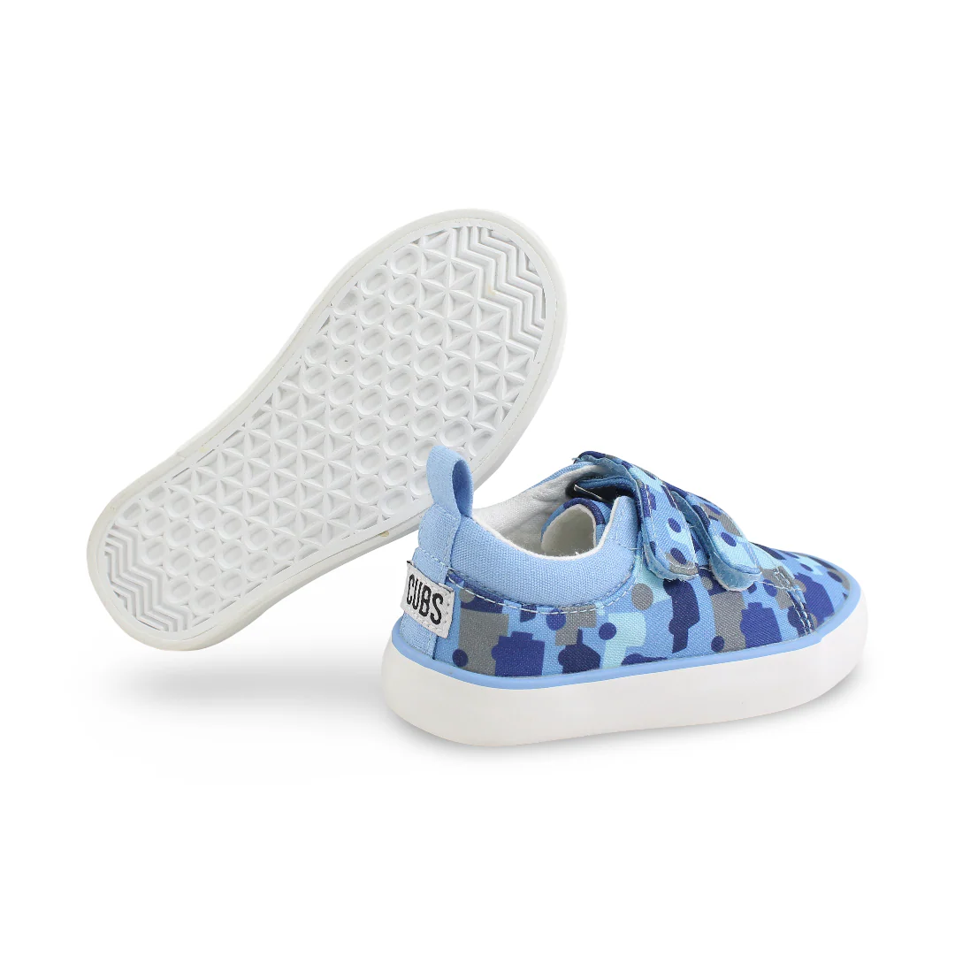 Boys Canvas Sneakers – Blue Cars Camouflage Double Strap Sneaker - Image 4