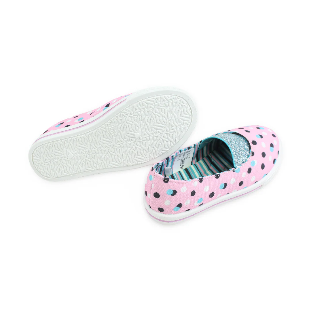 Girls Canvas Ballarina – Pink Bolka Dots - Image 3