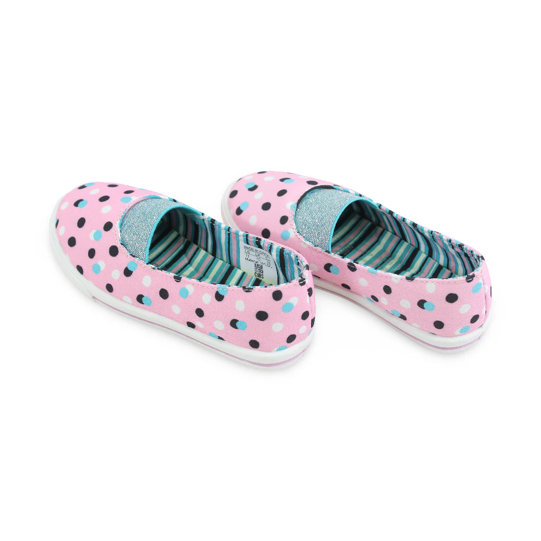 Girls Canvas Ballarina – Pink Bolka Dots - Image 4