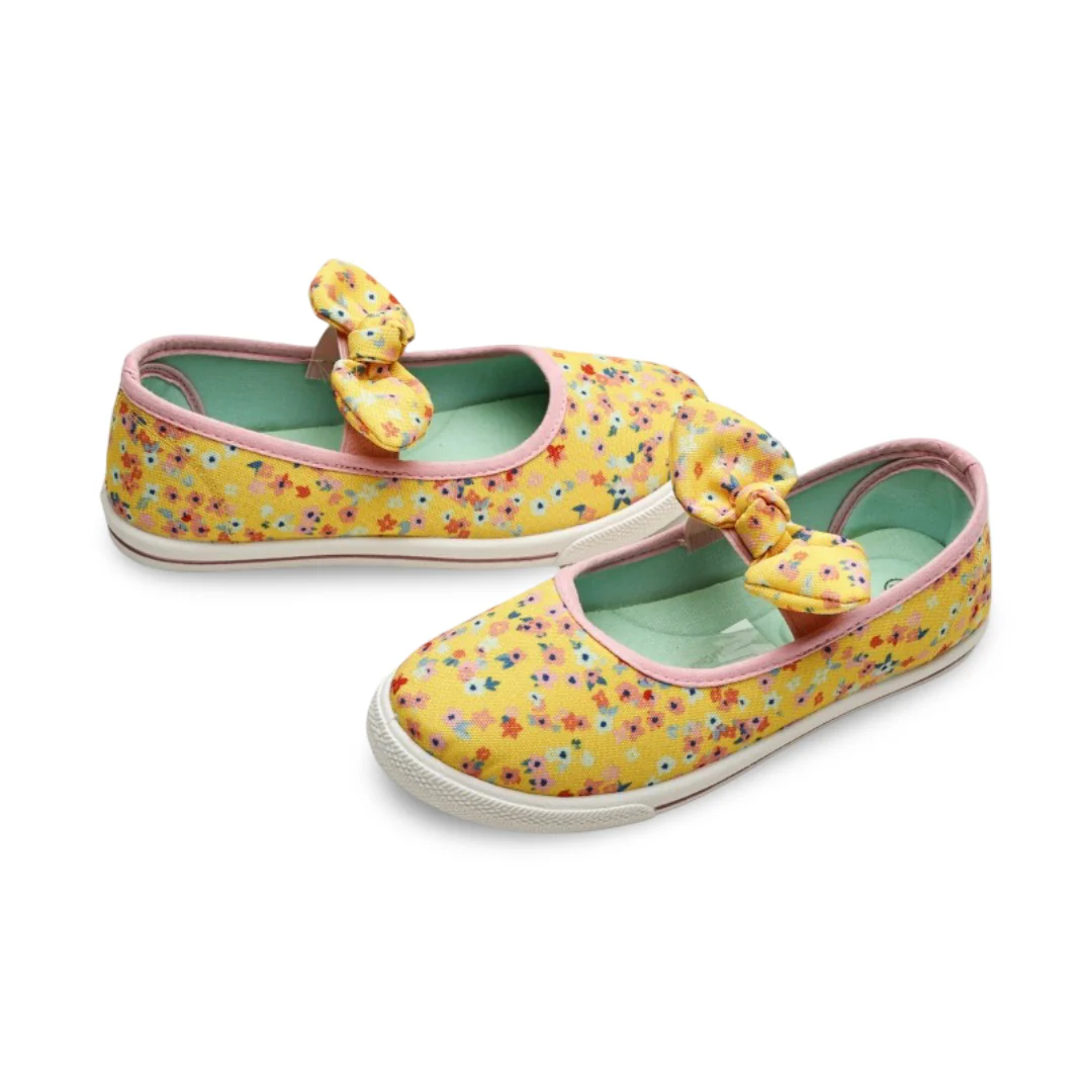 Girls Canvas Ballarina – Yelllow Flower Front Bow - Image 5