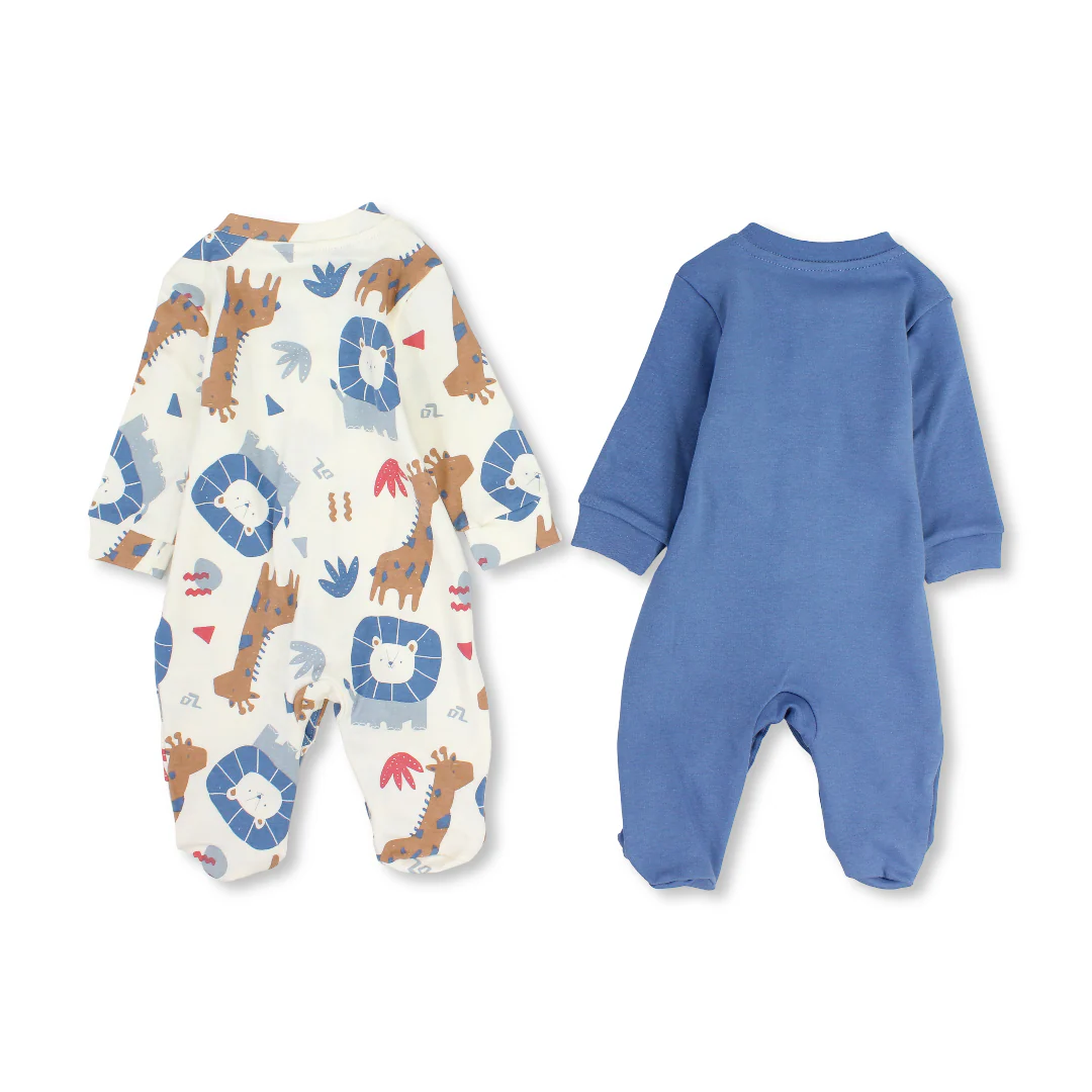 Baby Boys Cotton Baby Footie – Animals Print (2Pcs) - Image 2