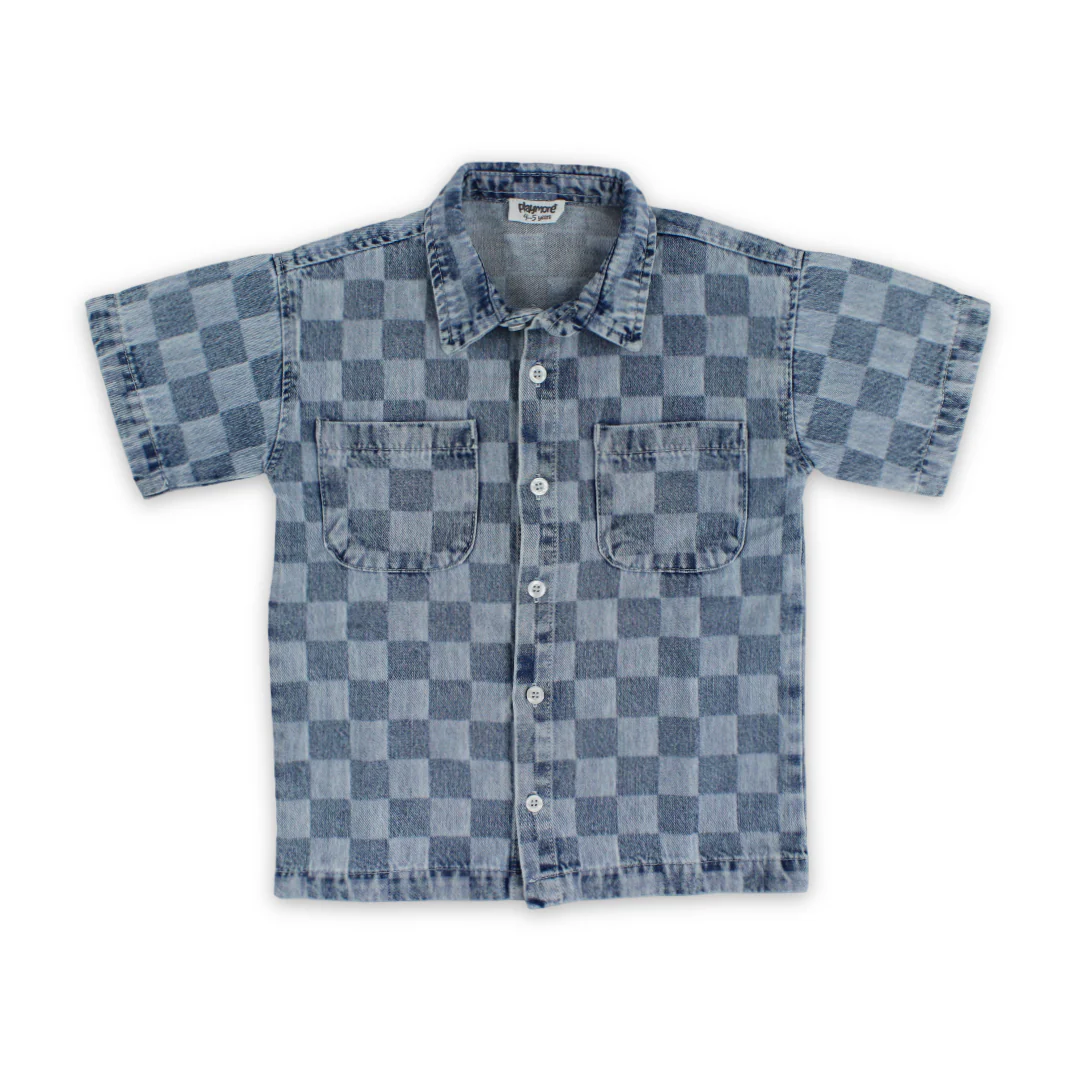 Boys Cotton Denim Karua Shirt – Blue