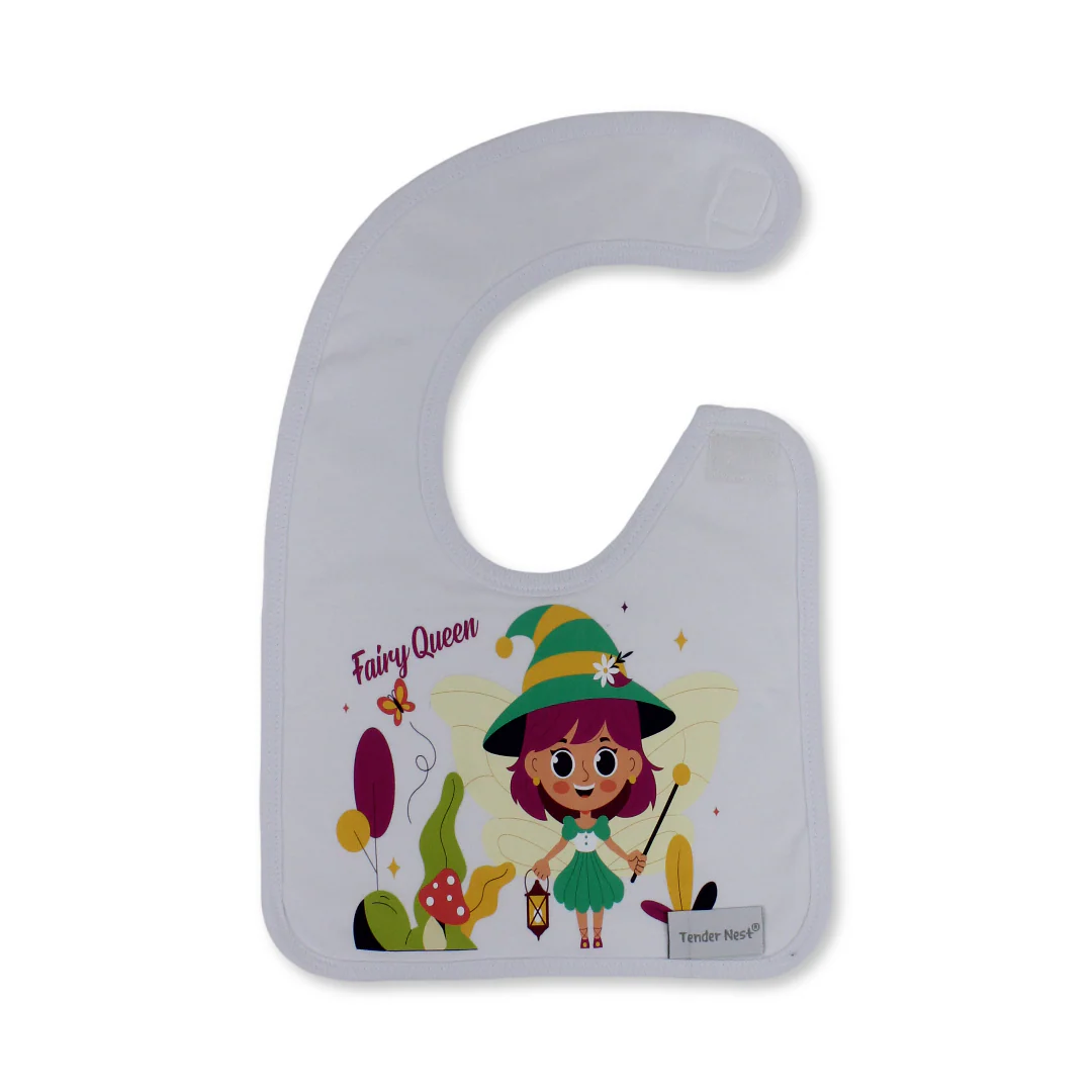 Cotton Baby Bib – Queen Fairy Hat Design