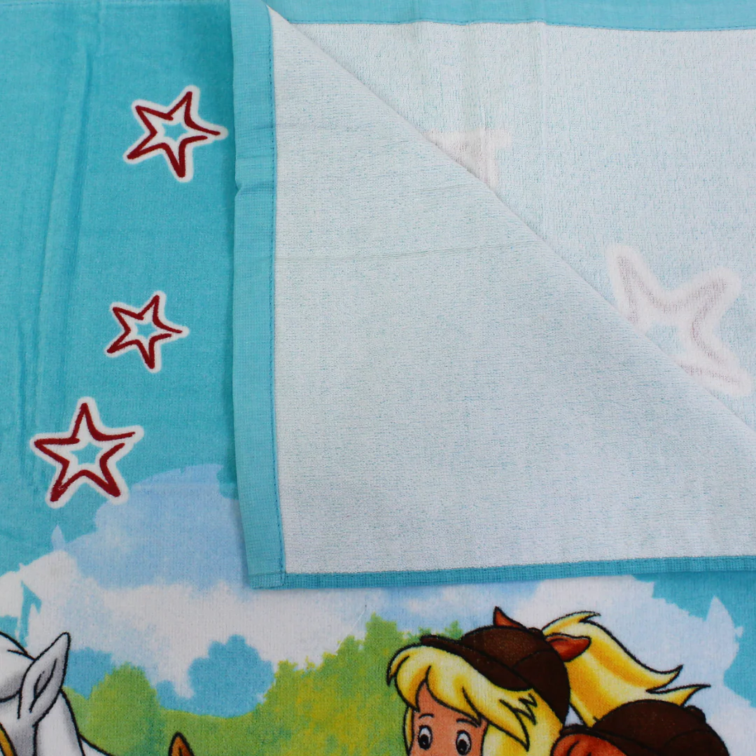 Unisex Beach Towel – Aqua with "Bibi & Tina" Print - Image 3