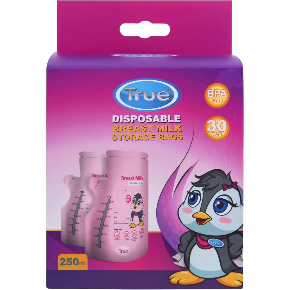 True Breastmilk Sterilized Storage Bags 250ml - 30Pcs (Pink) - Image 2
