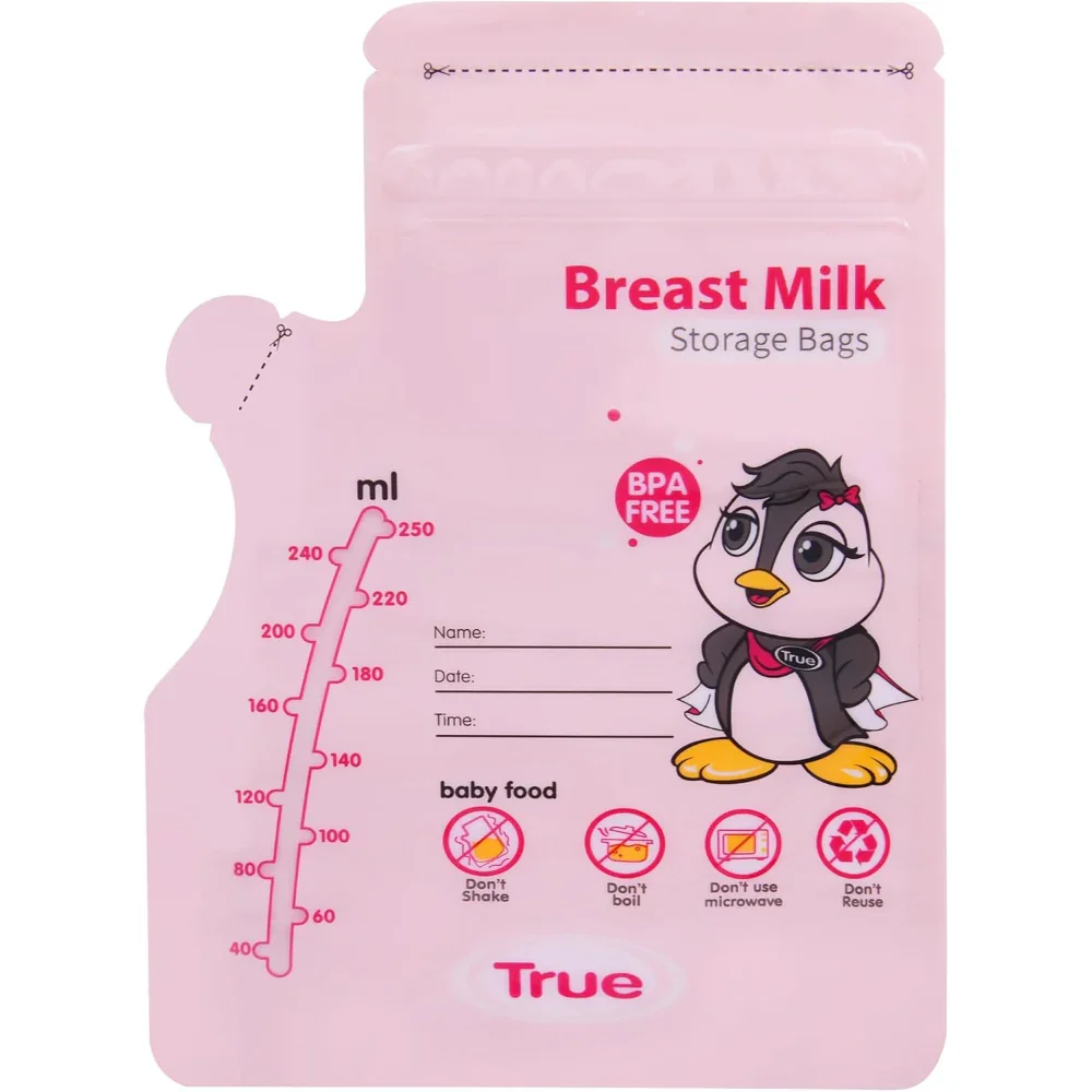 True Breastmilk Sterilized Storage Bags 250ml - 30Pcs (Pink) - Image 3