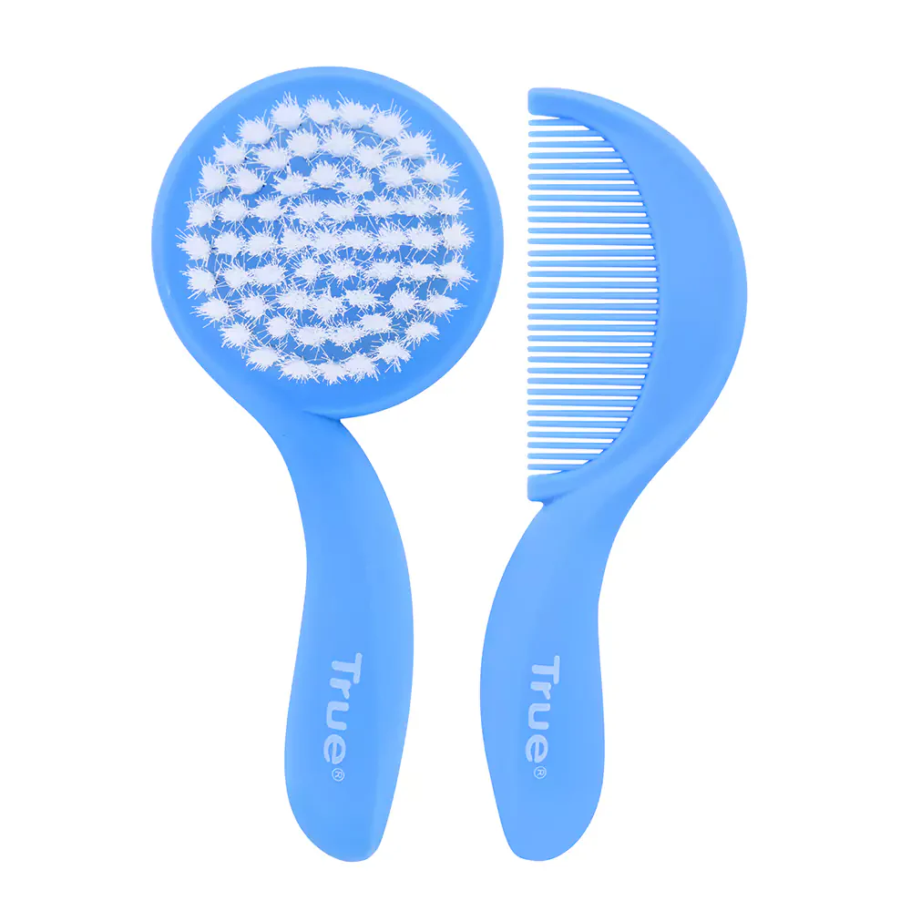 True Hair Brush and Comb Set - Blue