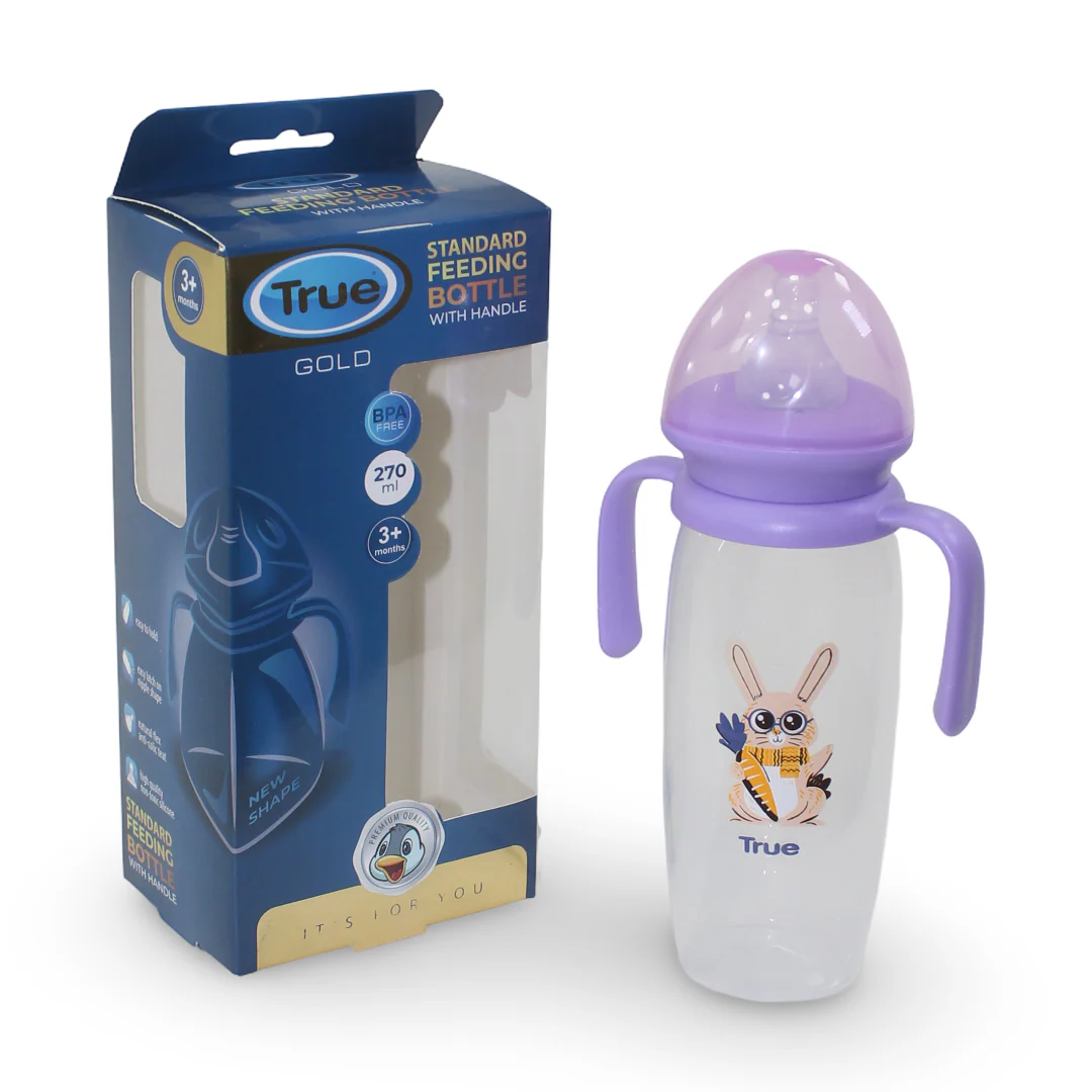 True Gold Series Standard Feeding Bottle with Handles 3m+ 270ml – Purple