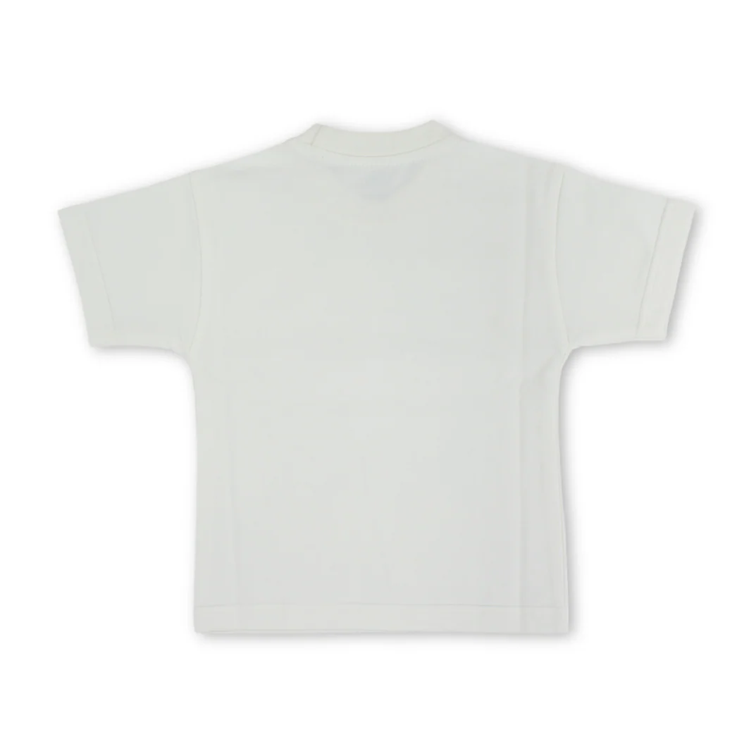 Baby Girls Cotton T-Shirt – Off-White with Flower Print - Image 2