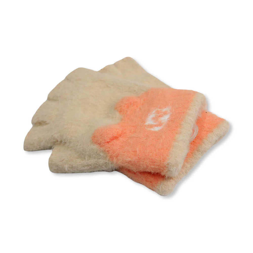 Children Fur Half Finger Gloves – Beige - Image 2