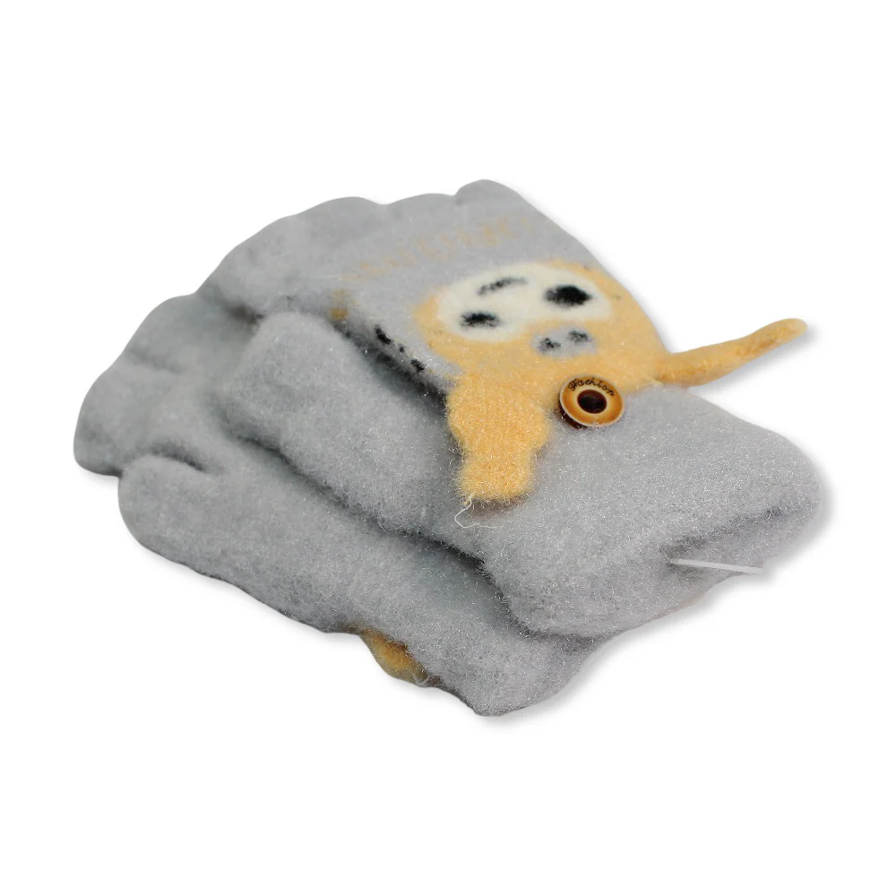 Children Half Finger Gloves – Grey with Kuromi Design - Image 2