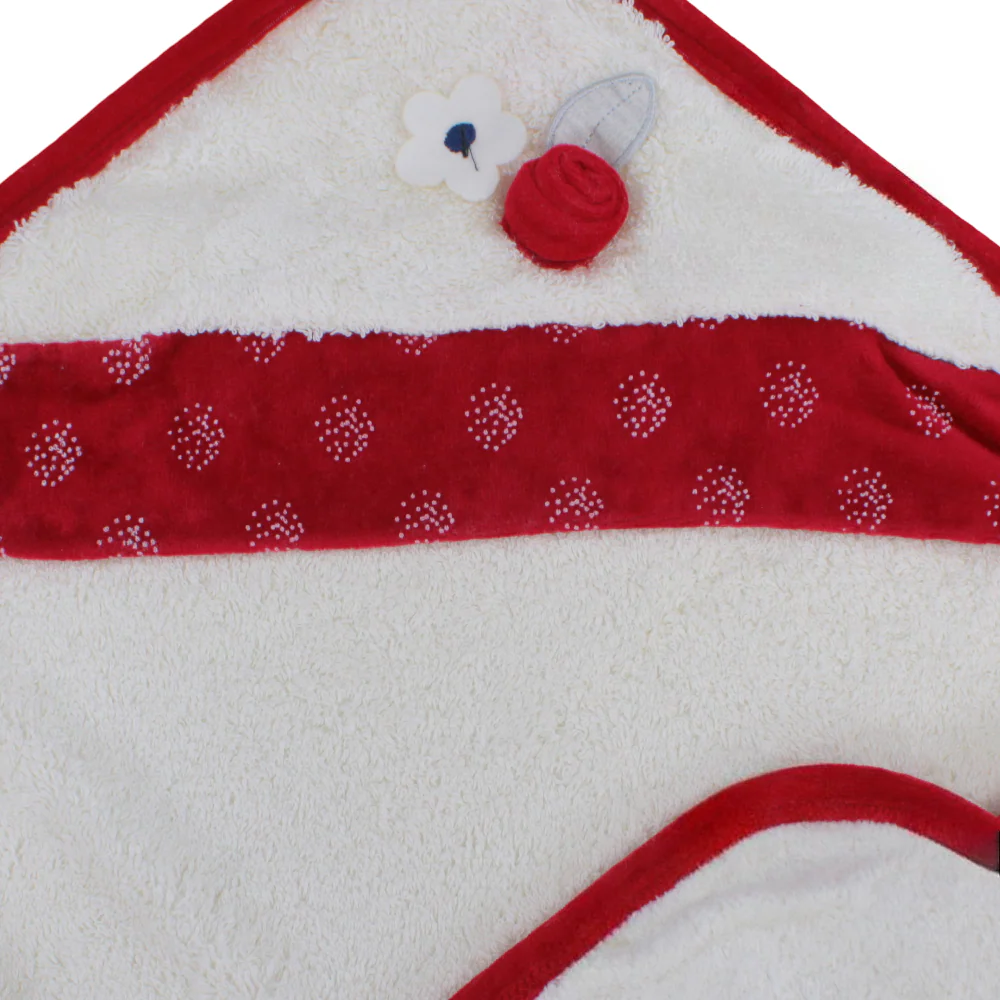Baby Cotton Hooded Towel - Flower Design ( 70 * 75 ) - Image 3