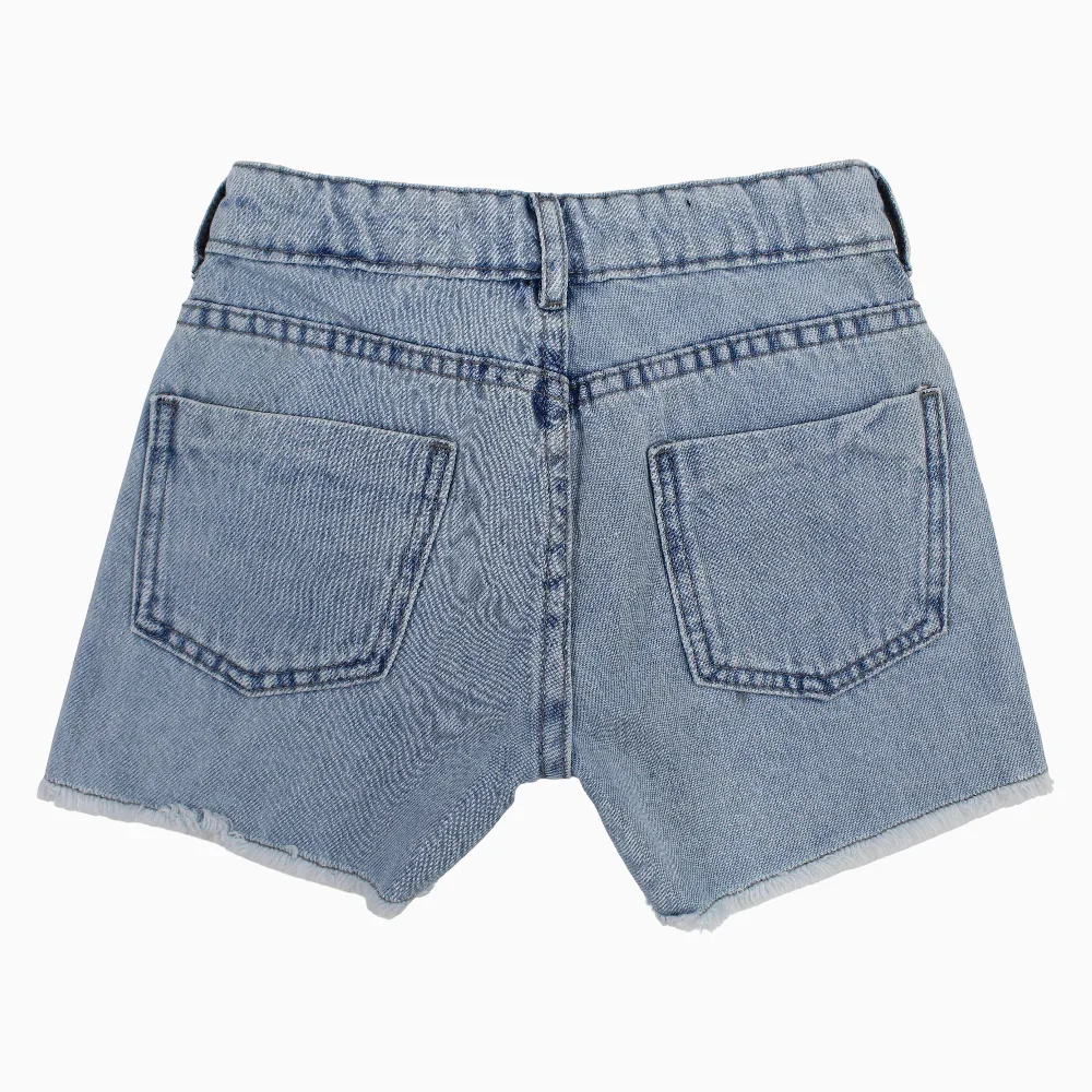 Girls Jean Shorts – Light Wash Denim - Image 2