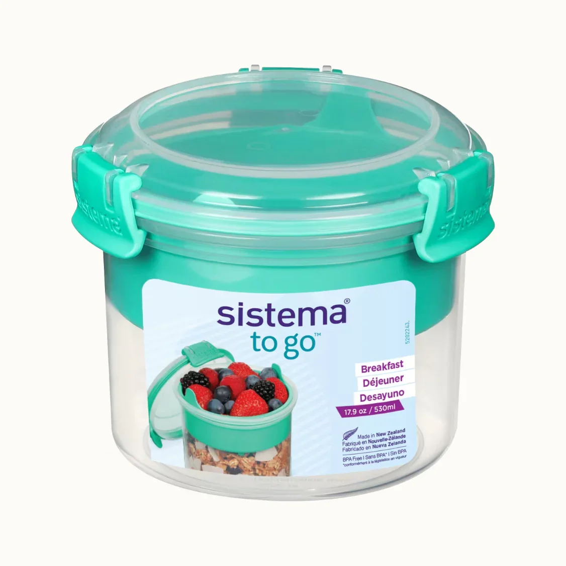 Sistema Breakfast TO GO – BPA Free Plastic Minty Teal 530ml - Image 2
