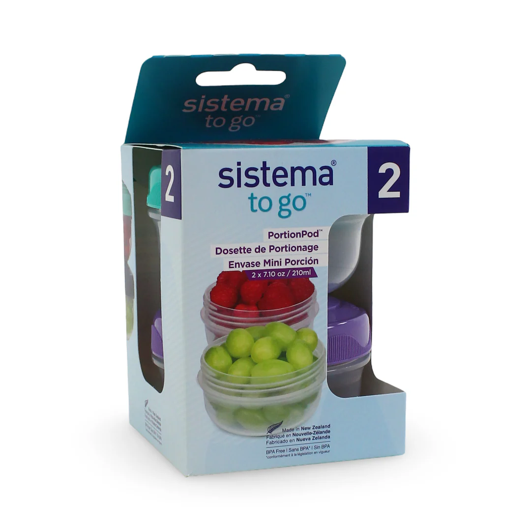Sistema To Go Portion Pod Small Food Storage 210ml – Purple & Aqua - Image 2