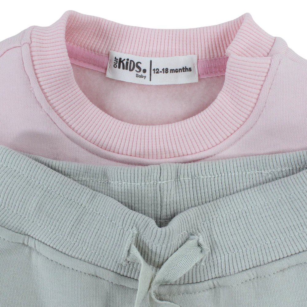 Baby Girls Cotton Pajama Set – Pink/Grey with Owl Print - Image 3